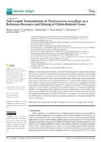 Full-Length Transcriptome of Thalassiosira Weissflogii As