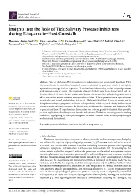 Insights Into the Role of Tick Salivary Protease Inhibitors During Ectoparasite–Host Crosstalk
