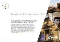 Recommended Accommodation 2021