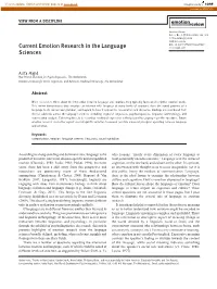 Current Emotion Research in the Language Sciences, University Press