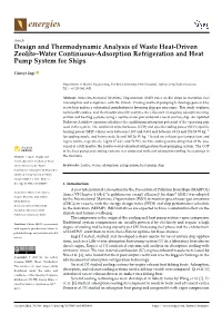 Design and Thermodynamic Analysis of Waste Heat-Driven Zeolite–Water Continuous-Adsorption Refrigeration and Heat Pump System for Ships