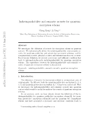 Indistinguishability and Semantic Security for Quantum Encryption Scheme