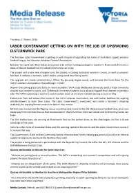 Labor Government Getting on with the Job of Upgrading Elsternwick Park