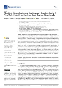 Mandible Biomechanics and Continuously Erupting Teeth: a New Defect Model for Studying Load-Bearing Biomaterials