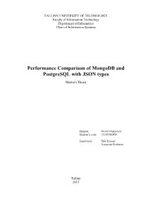 Performance Comparison of Mongodb and Postgresql with JSON Types