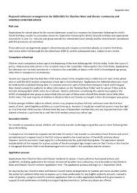 Proposed Admission Arrangements for 2020-2021 for Cheshire West and Chester Community and Voluntary Controlled Schools