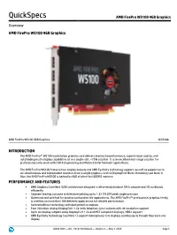 Quickspecs AMD Firepro W5100 4GB Graphics