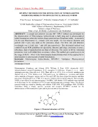 Rp-Hplc Method for the Estimation of Nitroxazepine Hydrochloride in Pharmaceutical Dosage Forms