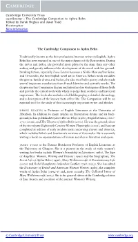 The Cambridge Companion to Aphra Behn Edited by Derek Hughes and Janet Todd Frontmatter More Information