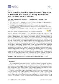Truck Handling Stability Simulation and Comparison of Taper-Leaf and Multi-Leaf Spring Suspensions with the Same Vertical Stiﬀness