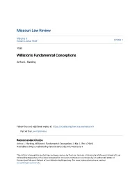 Williston's Fundamental Conceptions