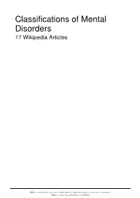 Classifications of Mental Disorders 17 Wikipedia Articles