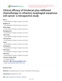 Clinical Efficacy of Irinotecan Plus Raltitrexed