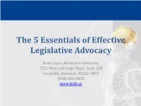 Essentials of Effective Legislative Advocacy 2017.Pptx