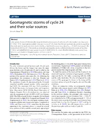 Geomagnetic Storms of Cycle 24 and Their Solar Sources Shinichi Watari*