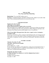 Index for 2003 War, Peace and Mass Media Blog Instructions: to Access