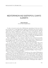 Mediterranean and Subtropical Climatic Elements