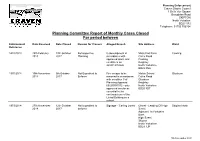 Planning Committee Report of Monthly Cases Closed for Period Between