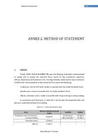 Annex 2. Method of Statement