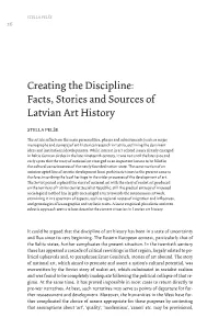 Creating the Discipline: Facts, Stories and Sources of Latvian Art History