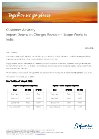 Customer Advisory Import Detention Charges Revision – Scope World to India