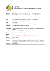 Data Specification on Geology – Draft Guidelines