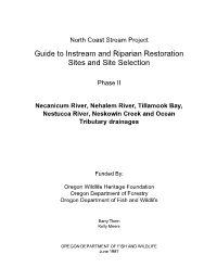 Guide to Instream and Riparian Restoration Sites and Site Selection