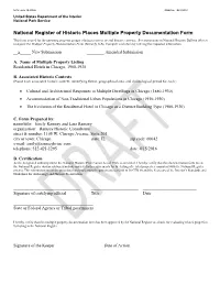 National Register of Historic Places Multiple Property Documentation Form