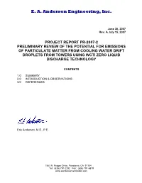 Review of Potential PM Emissions from Cooling Tower Drift When
