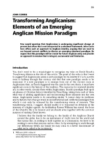 Transforming Anglicanism: Elements of an Emerging Anglican Mission Paradigm