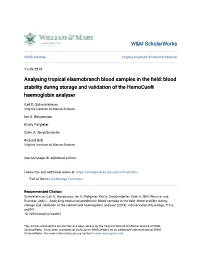 Analysing Tropical Elasmobranch Blood Samples in the Field: Blood Stability During Storage and Validation of the Hemocueâ®