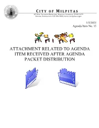 Attachment Related to Agenda Item Received After Agenda Packet Distribution