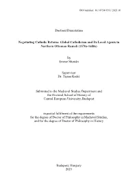 Doctoral Dissertation Negotiating Catholic Reform: Global