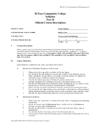 El Paso Community College Syllabus Part II Official Course Description
