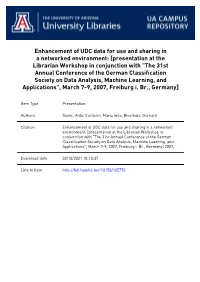 Enhancement of Udc Data for Use and Sharing in A