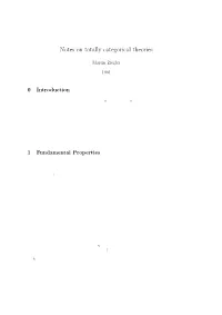 Notes on Totally Categorical Theories