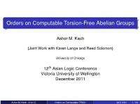 Orders on Computable Torsion-Free Abelian Groups