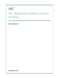 SDL Upgrading Contenta Client on Windows
