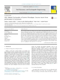 2011 Sikkim Earthquake at Eastern Himalayas: Lessons Learnt from Performance of Structures