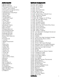 Achievements Optional Assignments