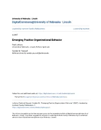 Emerging Positive Organizational Behavior
