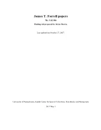 James T. Farrell Papers Ms