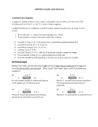 OPENING LEADS and SIGNALS Leading From