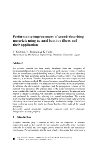 Performance Improvement of Sound-Absorbing Materials Using Natural Bamboo Fibers and Their Application