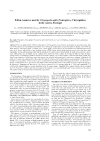 Pollen Resources Used by Chrysoperla Agilis (Neuroptera: Chrysopidae) in the Azores, Portugal