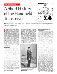 A Short History of the Handheld Transceiver