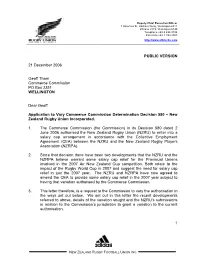 Commerce Commission Application Public Version