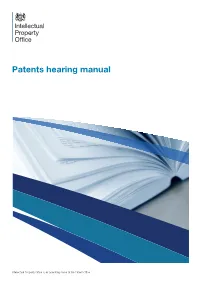 Patents Hearing Manual