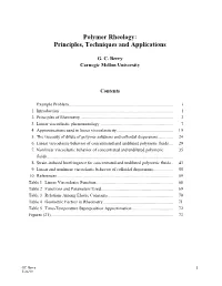 Polymer Rheology: Principles, Techniques and Applications