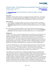 Thyroid Hormones and Insulin Testing in Pediatrics